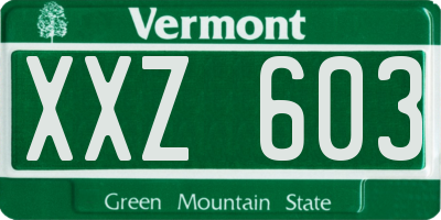 VT license plate XXZ603
