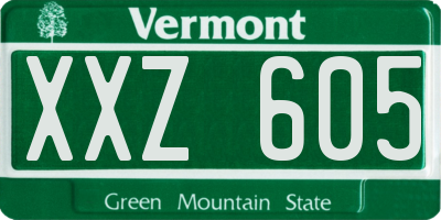 VT license plate XXZ605