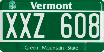 VT license plate XXZ608