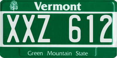 VT license plate XXZ612