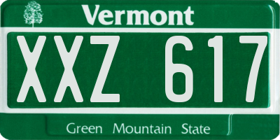 VT license plate XXZ617