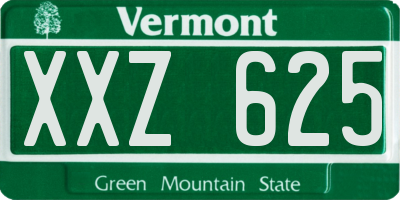 VT license plate XXZ625