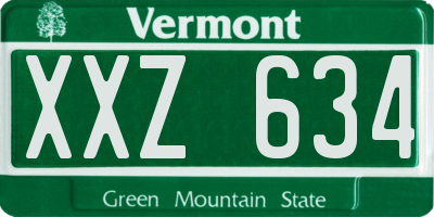 VT license plate XXZ634
