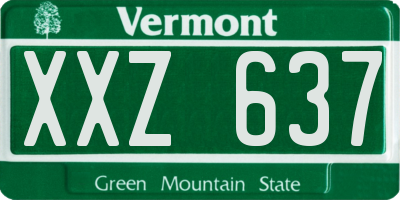 VT license plate XXZ637