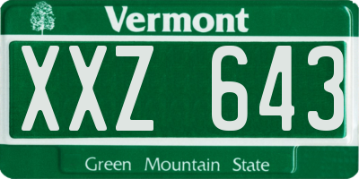 VT license plate XXZ643