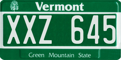 VT license plate XXZ645