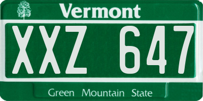 VT license plate XXZ647