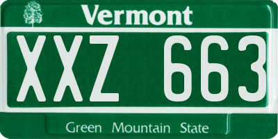 VT license plate XXZ663