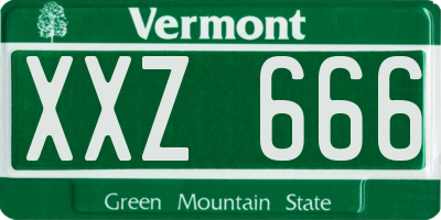 VT license plate XXZ666