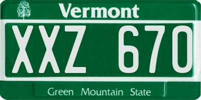VT license plate XXZ670