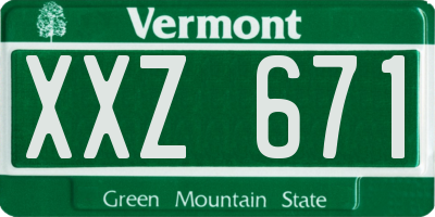 VT license plate XXZ671