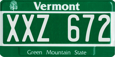 VT license plate XXZ672