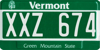 VT license plate XXZ674