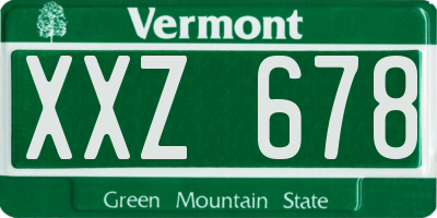 VT license plate XXZ678