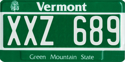 VT license plate XXZ689