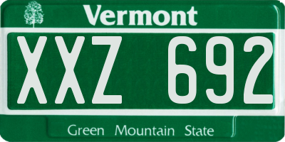 VT license plate XXZ692