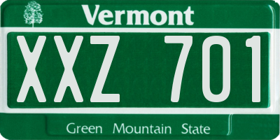 VT license plate XXZ701