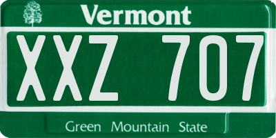 VT license plate XXZ707