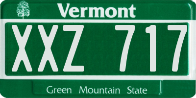 VT license plate XXZ717