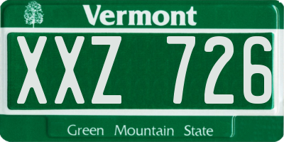 VT license plate XXZ726