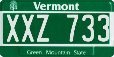 VT license plate XXZ733