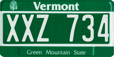 VT license plate XXZ734