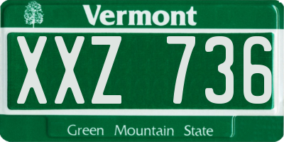 VT license plate XXZ736