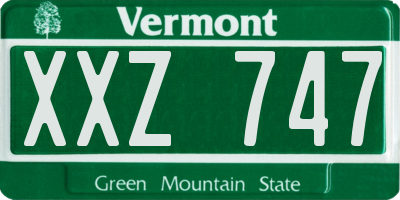 VT license plate XXZ747
