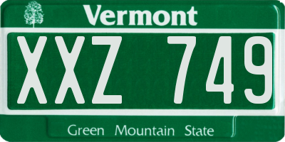 VT license plate XXZ749