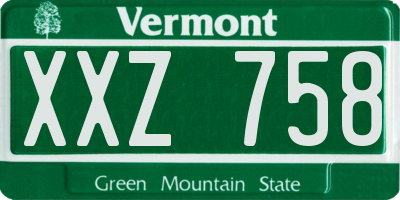 VT license plate XXZ758