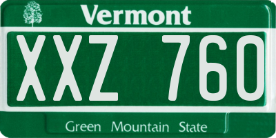 VT license plate XXZ760