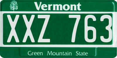 VT license plate XXZ763