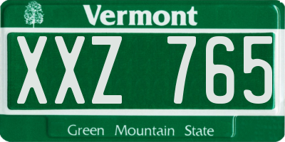 VT license plate XXZ765