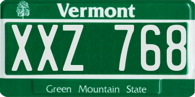 VT license plate XXZ768