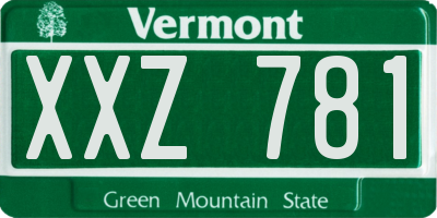 VT license plate XXZ781