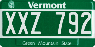 VT license plate XXZ792
