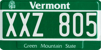 VT license plate XXZ805