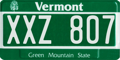 VT license plate XXZ807