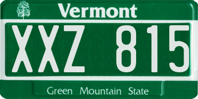 VT license plate XXZ815