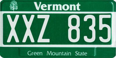 VT license plate XXZ835