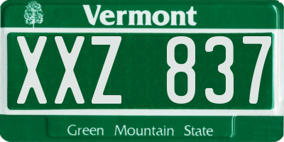 VT license plate XXZ837