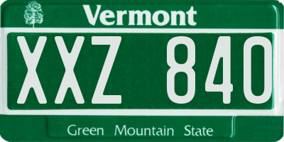 VT license plate XXZ840