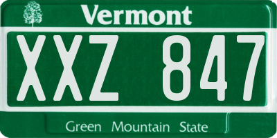 VT license plate XXZ847