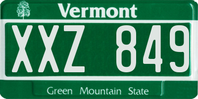 VT license plate XXZ849