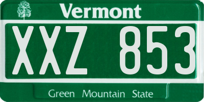 VT license plate XXZ853