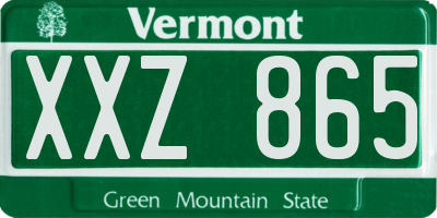 VT license plate XXZ865
