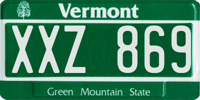 VT license plate XXZ869