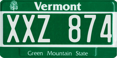 VT license plate XXZ874