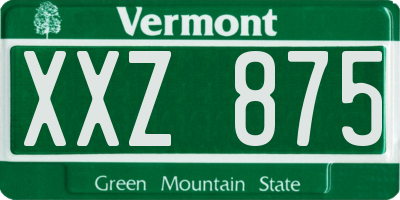 VT license plate XXZ875