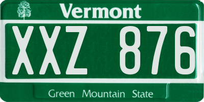 VT license plate XXZ876